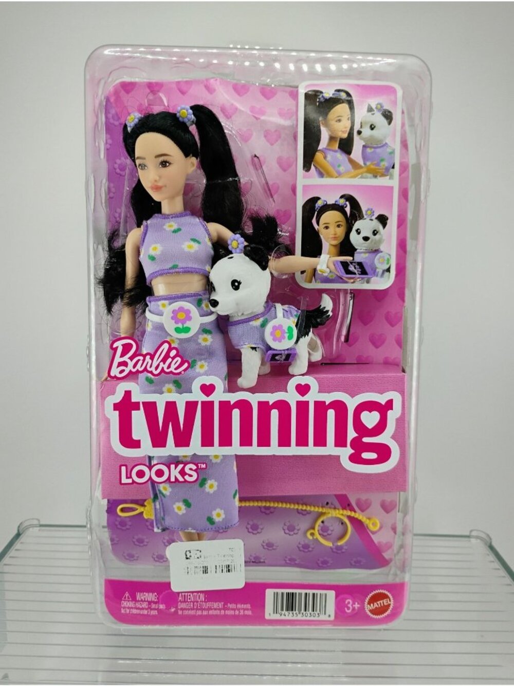 Barbie Twinning Looks Doll & Puppy Daisy Flower Outfit Set